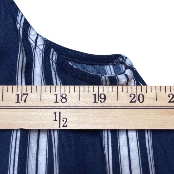 SHOW ME YOUR MUMU Rancho Mirage Tunic Dress Size Medium Lace Up Navy Blue Stripe - Picture 12 of 14